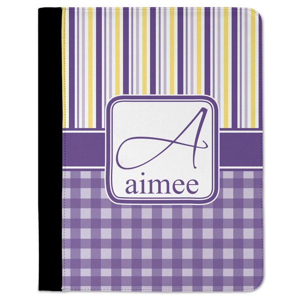 Custom Purple Gingham & Stripe Padfolio Clipboard (Personalized)
