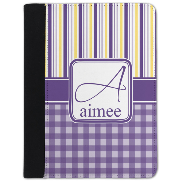 Custom Purple Gingham & Stripe Padfolio Clipboard - Small (Personalized)