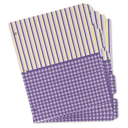 Purple Gingham & Stripe Binder Tab Divider Set (Personalized)
