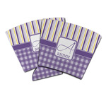 Purple Gingham & Stripe Party Cup Sleeve (Personalized)