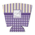 Purple Gingham & Stripe Party Cup Sleeve - with Bottom (Personalized)