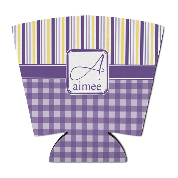 Custom Purple Gingham & Stripe Party Cup Sleeve - with Bottom (Personalized)