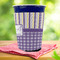 Purple Gingham & Stripe Party Cup Sleeves - with bottom - Lifestyle