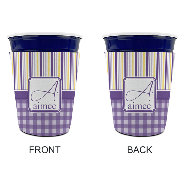 Purple Gingham & Stripe Party Cup Sleeves - without bottom - Approval