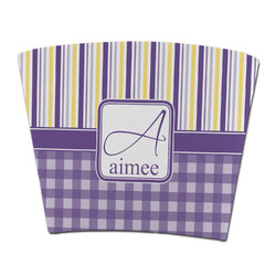 Purple Gingham & Stripe Party Cup Sleeve - without bottom (Personalized)