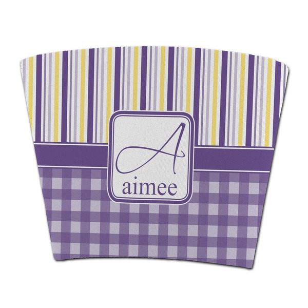 Custom Purple Gingham & Stripe Party Cup Sleeve - without bottom (Personalized)
