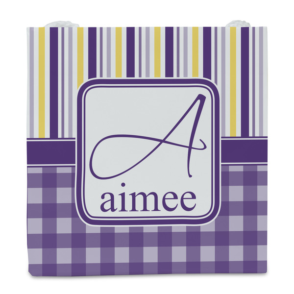 Purple Gingham & Stripe Party Favor Gift Bag - Gloss - Front