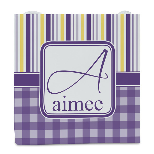 Purple Gingham & Stripe Party Favor Gift Bag - Matte - Front