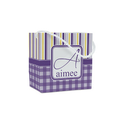 Purple Gingham & Stripe Party Favor Gift Bags - Matte (Personalized)