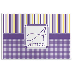 Purple Gingham & Stripe Disposable Paper Placemats (Personalized)