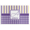 Purple Gingham & Stripe Disposable Paper Placemat - Front View