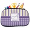 Purple Gingham & Stripe Pencil / School Supplies Bags - Medium