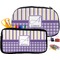 Purple Gingham & Stripe Pencil / School Supplies Bags Small and Medium