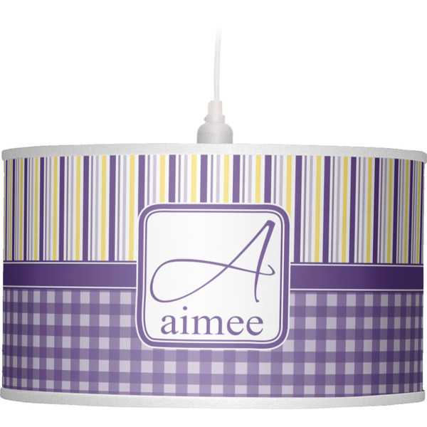 Purple Gingham & Stripe Pendant Lamp Shade