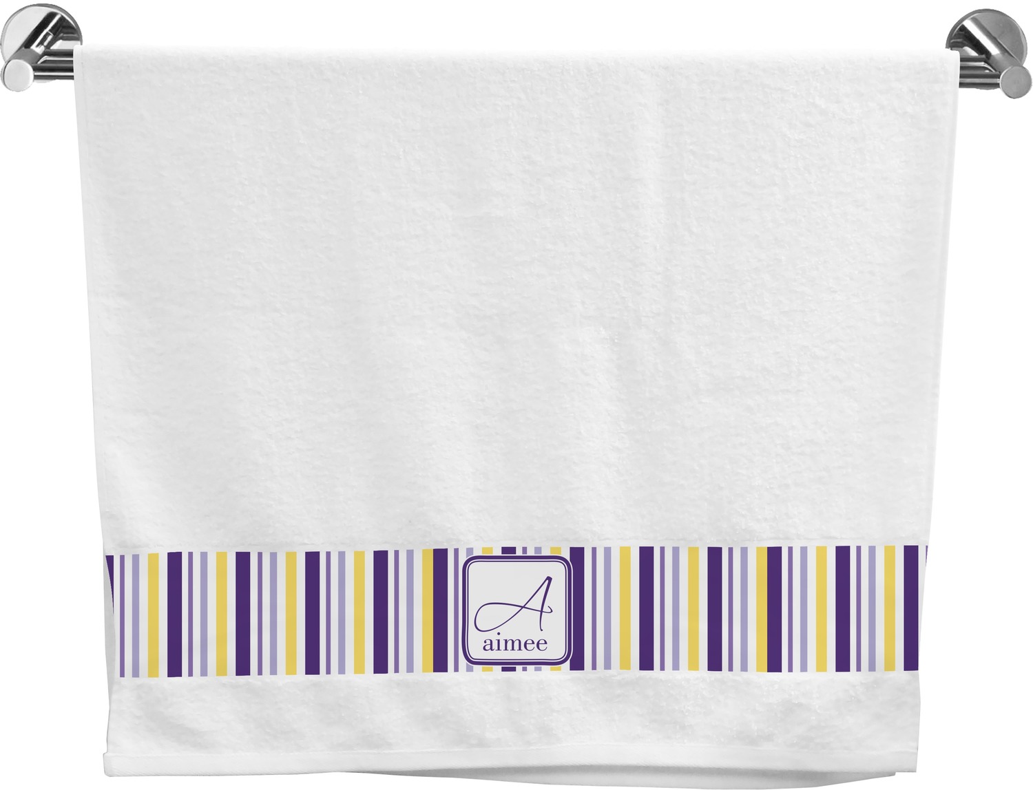 Purple Gingham & Stripe Bath Towel (Personalized) YouCustomizeIt