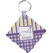 Purple Gingham & Stripe Personalized Diamond Key Chain