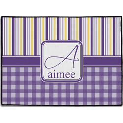 Purple Gingham & Stripe Door Mat (Personalized)