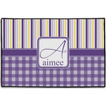 Purple Gingham & Stripe Door Mat - 36"x24" (Personalized)