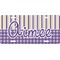 Purple Gingham & Stripe Personalized Novelty License Plate
