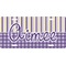 Purple Gingham & Stripe Front License Plate (Personalized)