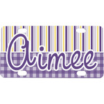 Purple Gingham & Stripe Mini/Bicycle License Plate (Personalized)