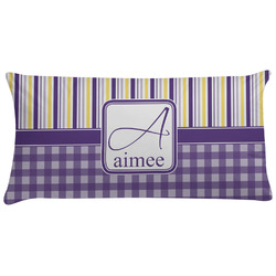 Purple Gingham & Stripe Pillow Case - King (Personalized)