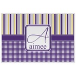 Purple Gingham & Stripe Laminated Placemat w/ Name and Initial