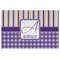 Purple Gingham & Stripe Laminated Placemat w/ Name and Initial