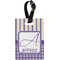 Purple Gingham & Stripe Personalized Rectangular Luggage Tag