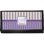 Purple Gingham & Stripe Canvas Checkbook Cover (Personalized)