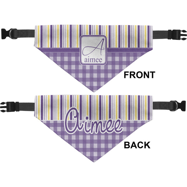 Purple Gingham & Stripe Pet Bandana Approval
