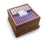 Purple Gingham & Stripe Pet Urn w/ Name and Initial