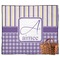 Purple Gingham & Stripe Picnic Blanket - Flat - With Basket