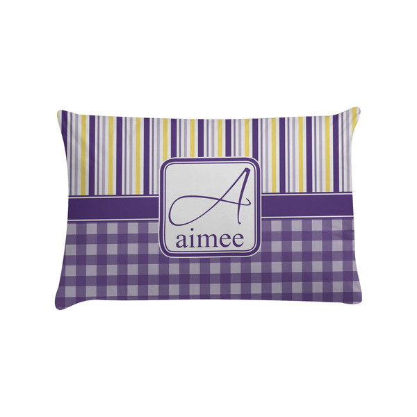 Custom Purple Gingham & Stripe Pillow Case - Standard (Personalized)