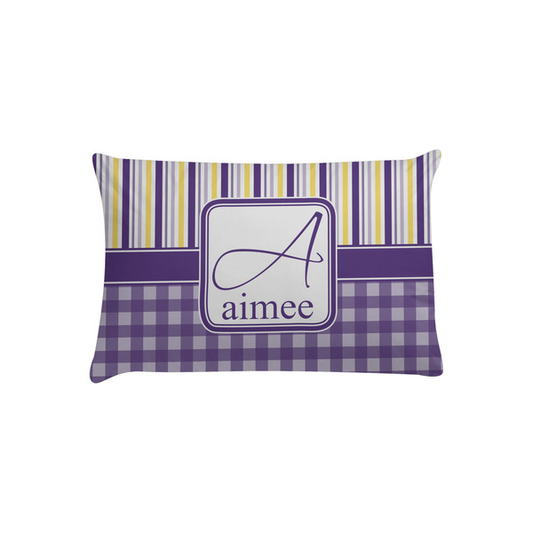Custom Purple Gingham & Stripe Pillow Case - Toddler (Personalized)