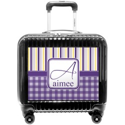 Purple Gingham & Stripe Pilot / Flight Suitcase (Personalized)