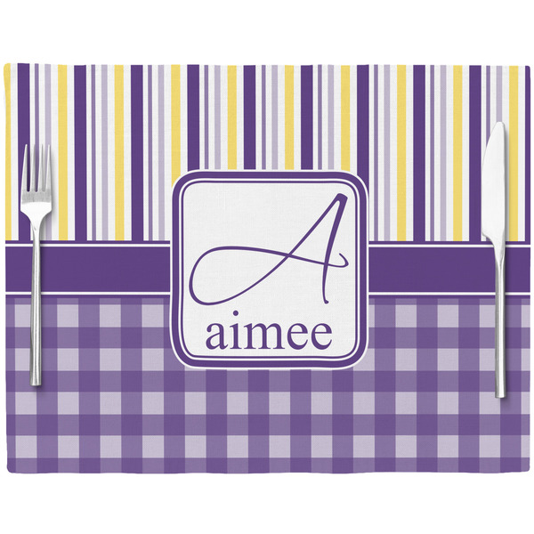 Purple Gingham & Stripe Placemat with Props
