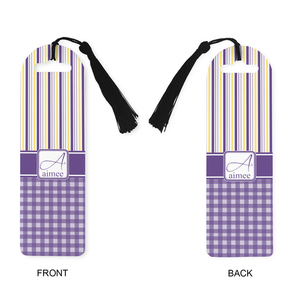 Purple Gingham & Stripe Plastic Bookmarks - Approval