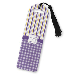 Purple Gingham & Stripe Plastic Bookmark (Personalized)