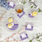 Purple Gingham & Stripe Plastic Party Appetizer & Dessert Plates - In Context
