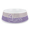 Purple Gingham & Stripe Plastic Dog Bowl - Medium (Personalized)