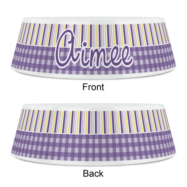 Purple Gingham & Stripe Plastic Pet Bowls - Small - APPROVAL
