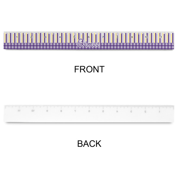 Purple Gingham & Stripe Plastic Ruler - 12" - APPROVAL
