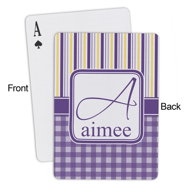 Purple Gingham & Stripe Playing Cards - Approval