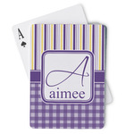 Purple Gingham & Stripe Playing Cards (Personalized)