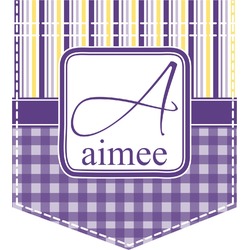 Purple Gingham & Stripe Iron On Faux Pocket (Personalized)