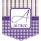 Purple Gingham & Stripe Iron On Faux Pocket (Personalized)