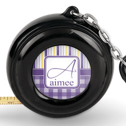 Purple Gingham & Stripe Pocket Tape Measure - 6 Ft w/ Carabiner Clip (Personalized)