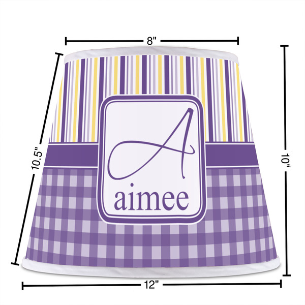 Purple Gingham & Stripe Poly Film Empire Lampshade - Dimensions