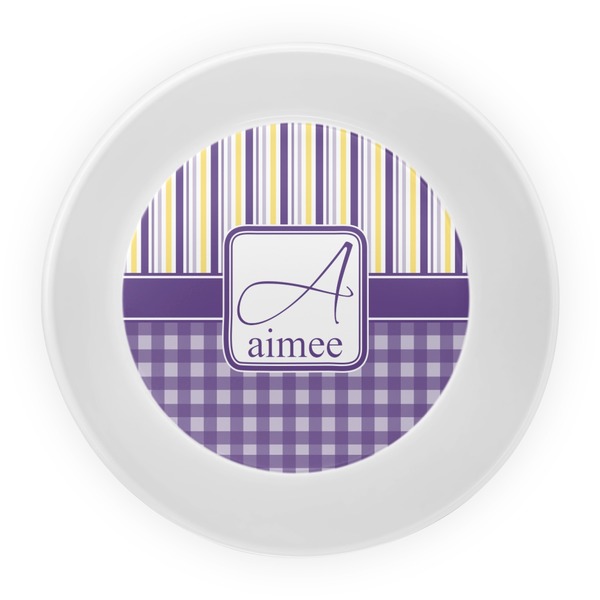 Purple Gingham & Stripe Melamine Bowl - Center